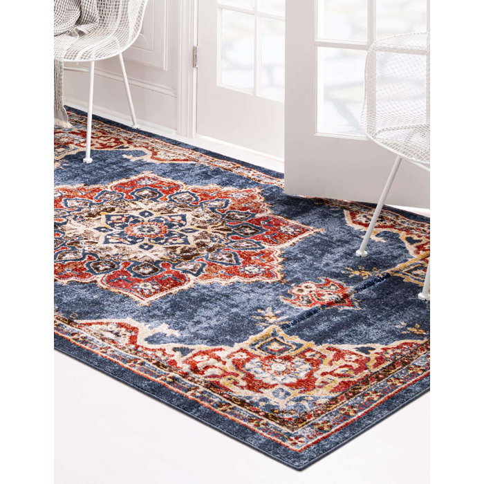Mercury Row® Dulin Performance Navy Blue Rug & Reviews Wayfair